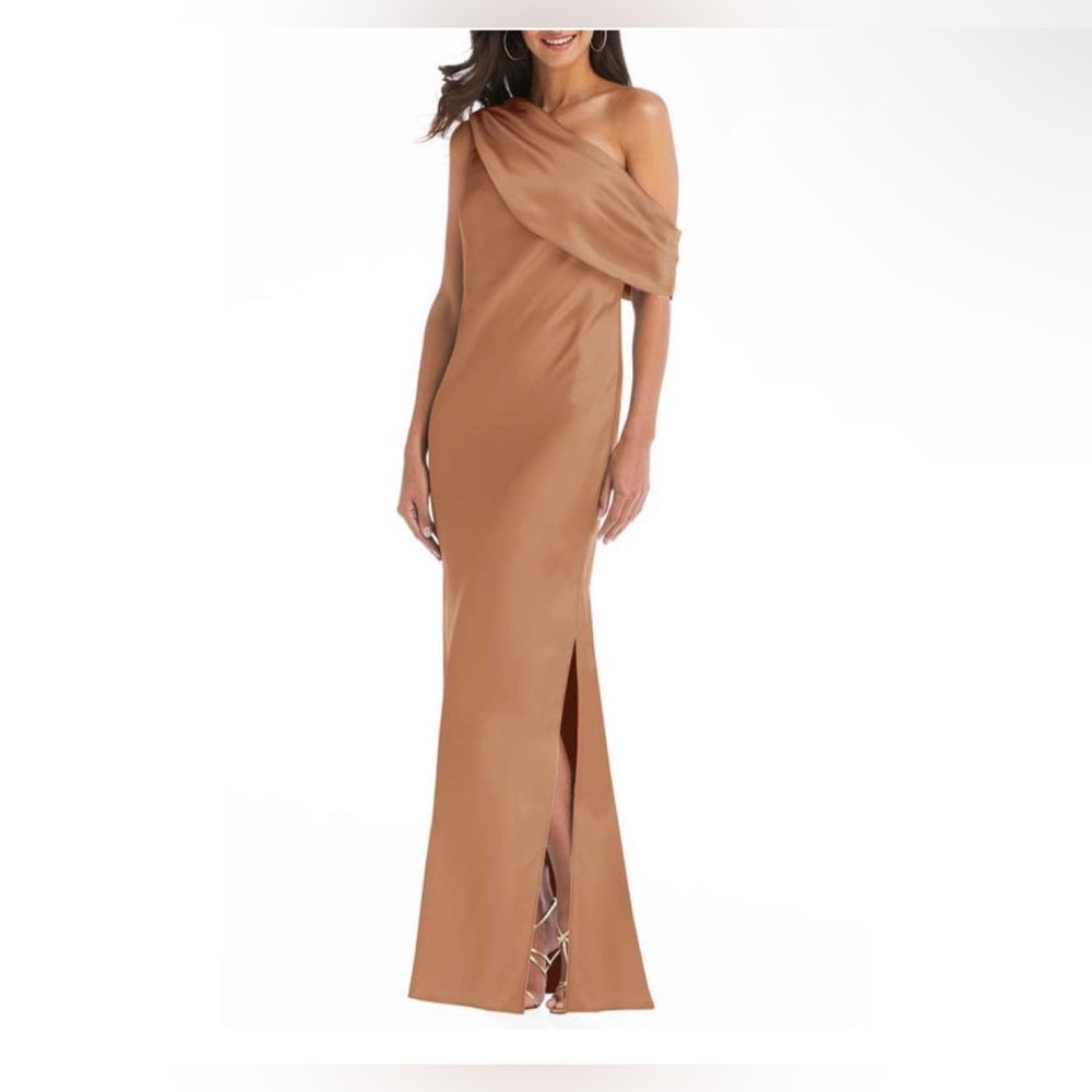 Social Bridesmaid Draped One Shoulder Convertible Column Gown